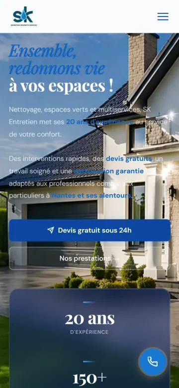 Version mobile du site SK Entretien